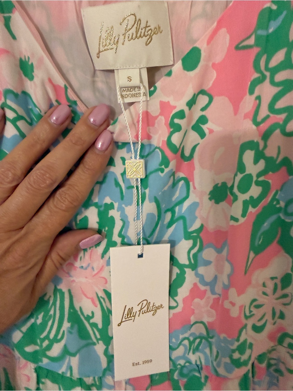 Lilly Pulitzer Pink and Green Floral Maxi One-Piece - Picture 2 of 6